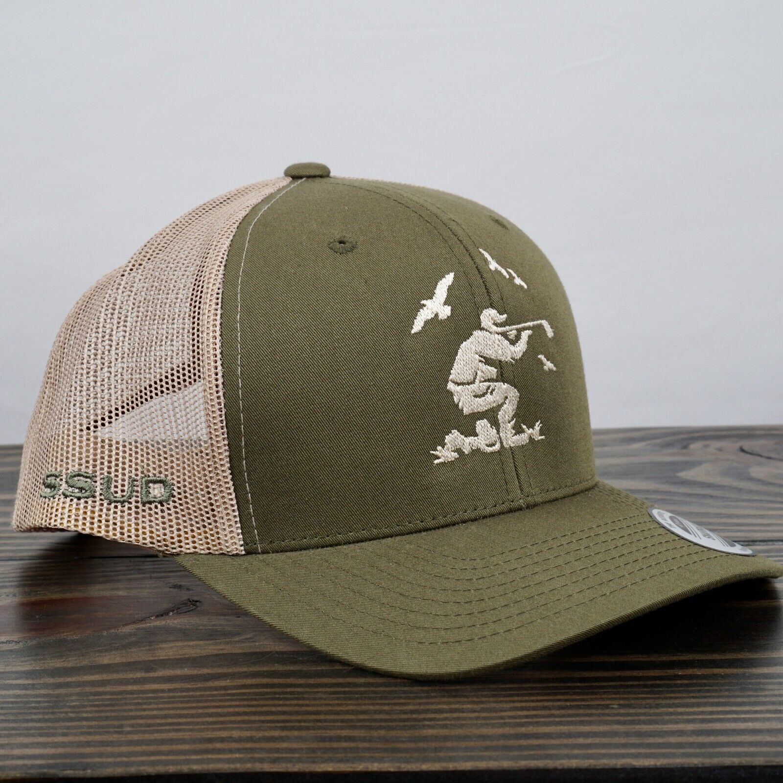 Hatch Golf Trucker Hat Birdie Shooter Hunter Club Snap Back Green Beige