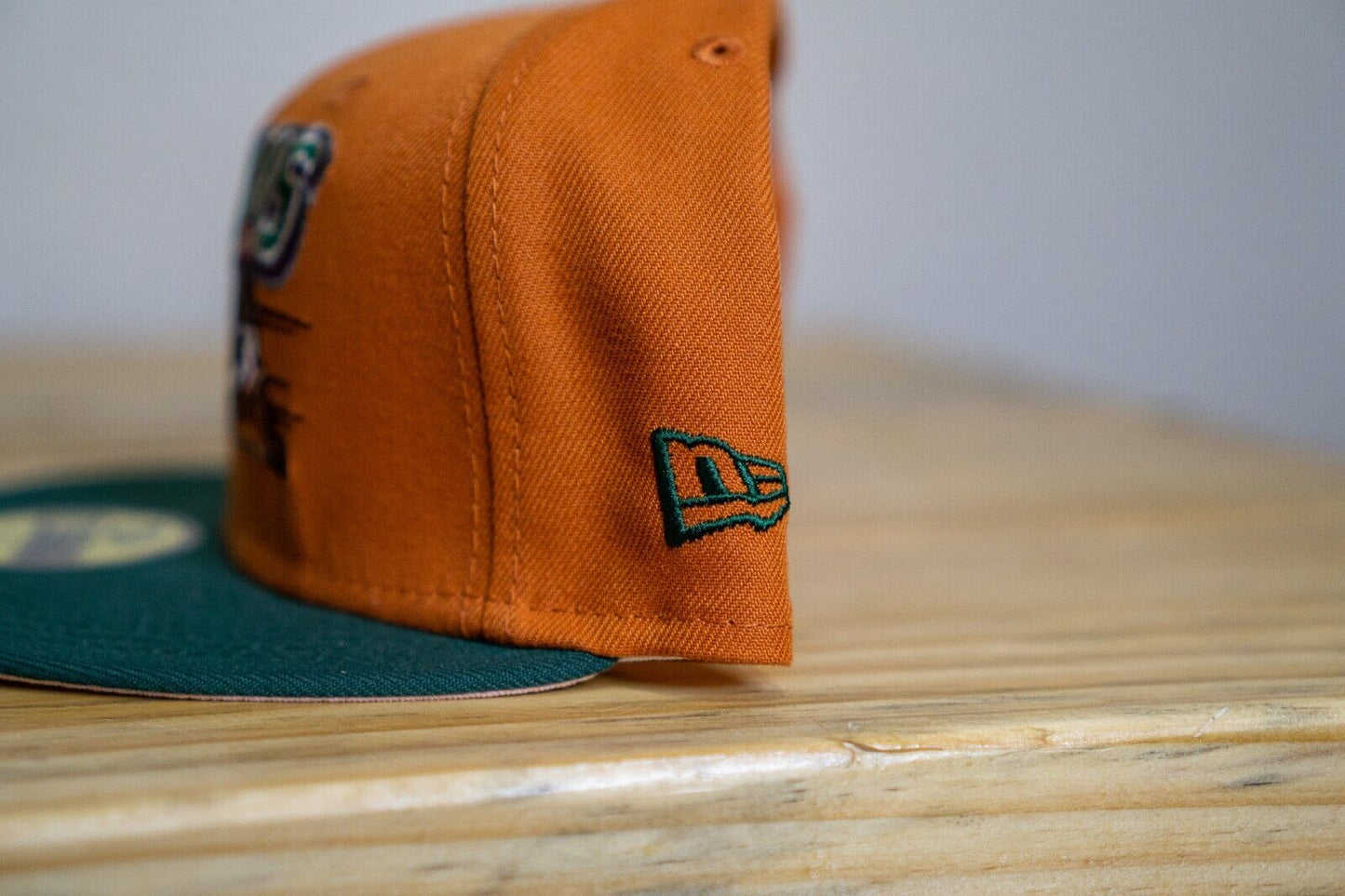 Buffalo Bisons Fitted Hat Size 7 1/2 E-Cap City Two-Tone Orange Green 59Fifty