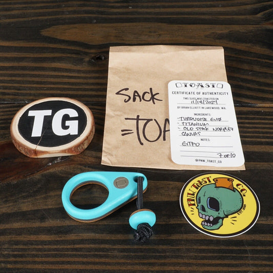 PNW Toast Co GTFO - Turquoise G10 - Titanium - Canvas #7/10  ✅Trusted Seller