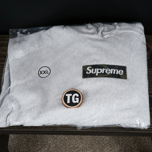 Supreme Camo Ash Grey Box Logo Hooded Sweatshirt - Hoodie Size XXL  FW23