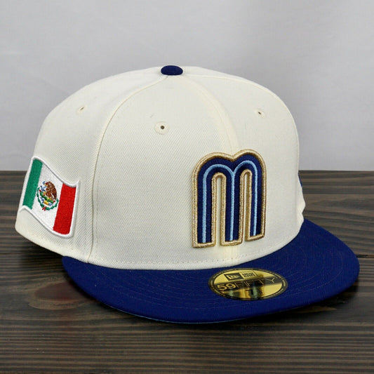 Mexico World Baseball Cap City Exclusive 59FIFTY Size 7 1/8 Chrome Flag Patch