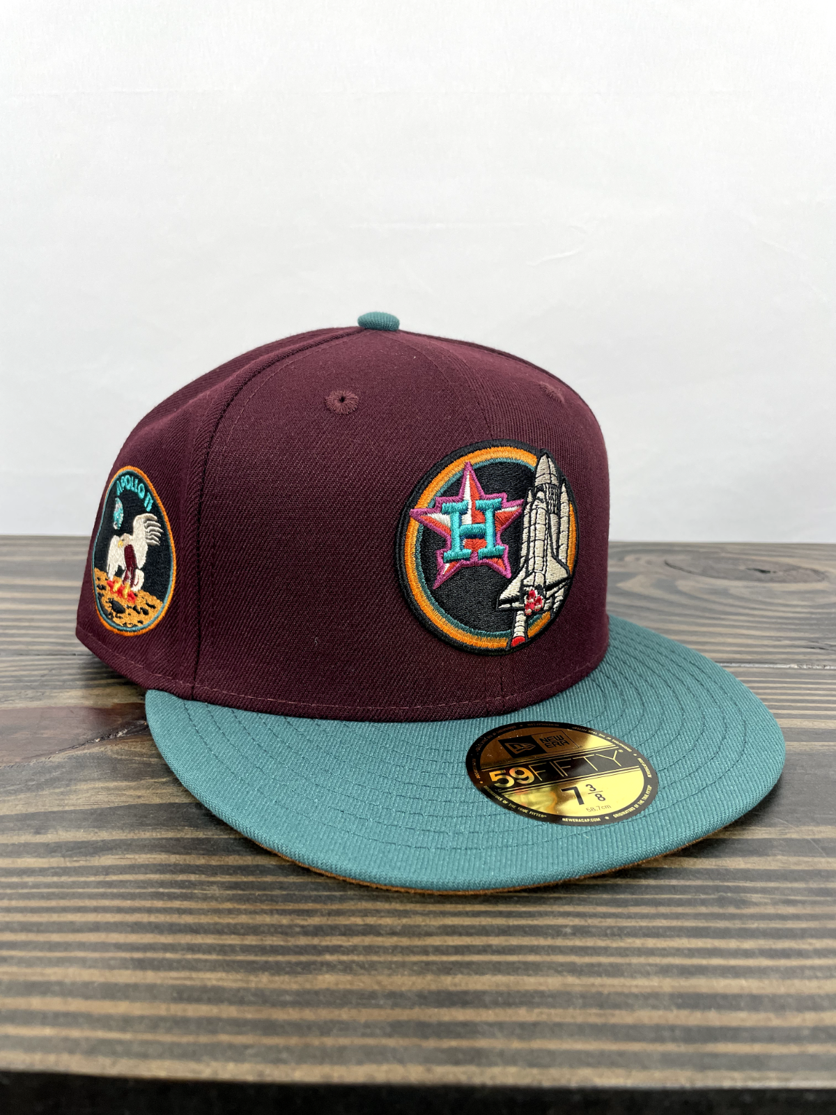 7 3/8 ECAPCITY Houston Astros Fitted Apollo 11 Maroon 59Fifty Ships Fast 🚚💨