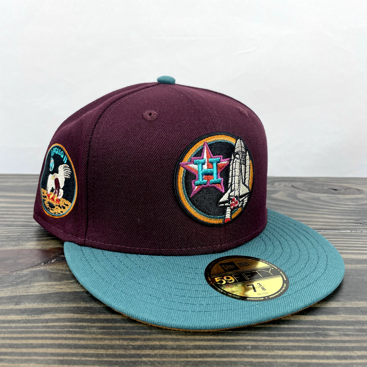 7 3/8 ECAPCITY Houston Astros Fitted Apollo 11 Maroon 59Fifty Ships Fast 🚚💨