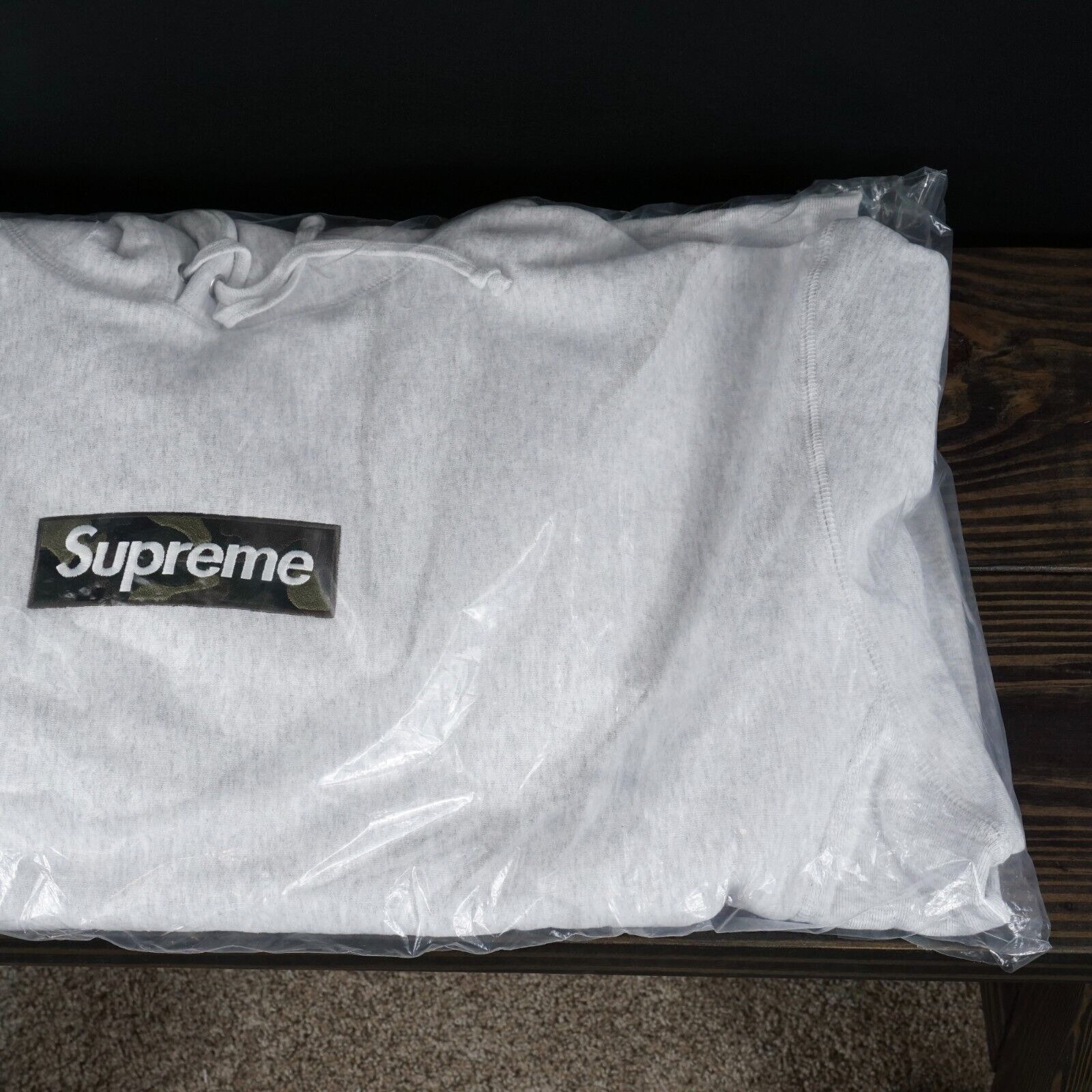 Supreme Camo Ash Grey Box Logo Hooded Sweatshirt - Hoodie Size XXL  FW23