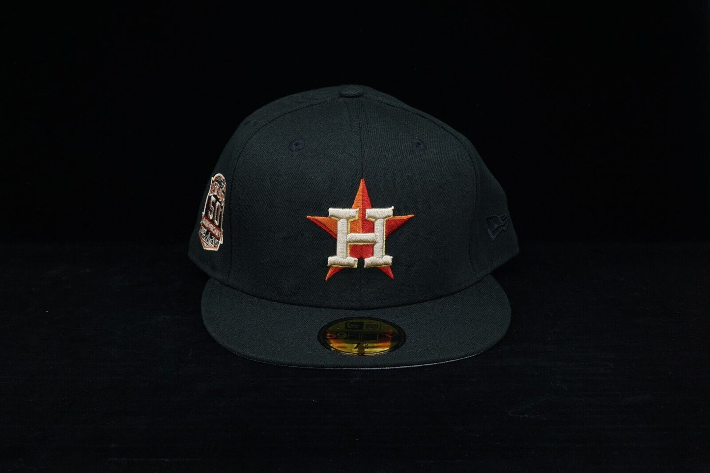 FamCap  Fitted MLB HOUSTON ASTROS 50TH ANNIVERSARY BLACK Ships Fast 7 5/8 🚚💨