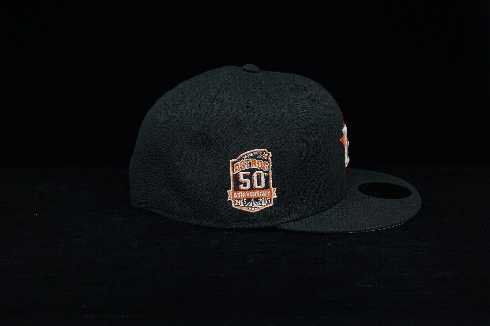 FamCap  Fitted MLB HOUSTON ASTROS 50TH ANNIVERSARY BLACK Ships Fast 7 5/8 🚚💨